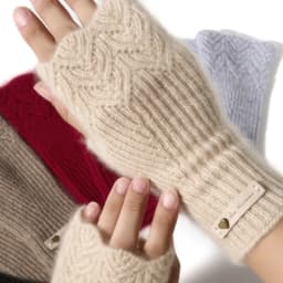 Benefit Price Women 100% Premium Cashmere Mitts Knitted Lace Fingerless Gloves Lady Elegant Thermal Gloves Lengthen Mittens