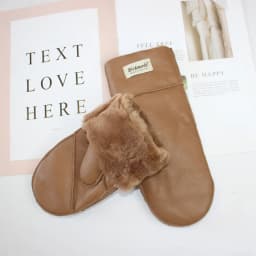 New Leather Women's Fur Gloves Winter Sheepskin Stitching Thick Warm Wool Lining Cold-Proof Mittens