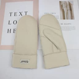 New Leather Women's Fur Gloves Winter Sheepskin Stitching Thick Warm Wool Lining Cold-Proof Mittens