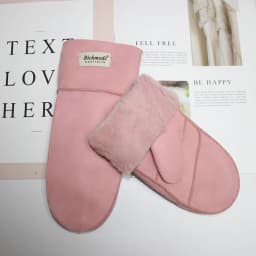 New Leather Women's Fur Gloves Winter Sheepskin Stitching Thick Warm Wool Lining Cold-Proof Mittens