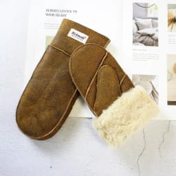 New Leather Women's Fur Gloves Winter Sheepskin Stitching Thick Warm Wool Lining Cold-Proof Mittens