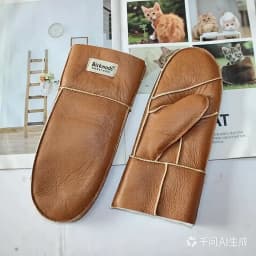 New Leather Women's Fur Gloves Winter Sheepskin Stitching Thick Warm Wool Lining Cold-Proof Mittens