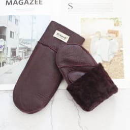 New Leather Women's Fur Gloves Winter Sheepskin Stitching Thick Warm Wool Lining Cold-Proof Mittens