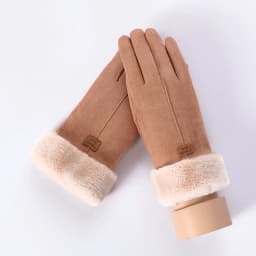 New Winter Female Lace Warm Cashmere Three Ribs Cute Bear Mittens Double thick Plush Wrist Women Touch Screen Driving Gloves 81C