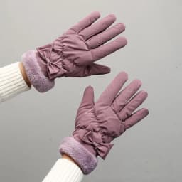 Ski Gloves Women Winter Fleece Thickened Warm Plush Cotton Waterproof Touch-Screen Gloves For Outdoor Riding Mountaineering