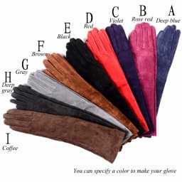 30 40 50 60 70cm Women's Ladies Real Suede Leather Winter Tender Party Long Evening Gloves Opera/Long