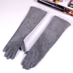 30 40 50 60 70cm Women's Ladies Real Suede Leather Winter Tender Party Long Evening Gloves Opera/Long