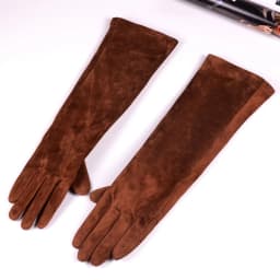 30 40 50 60 70cm Women's Ladies Real Suede Leather Winter Tender Party Long Evening Gloves Opera/Long