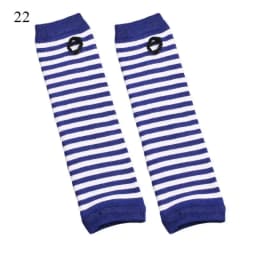 Punk Long Sleeves Fingerless Gloves Cuff for Women Men Stripe Hip-Hop Knitted Elbow Mittens Elastic Winter Arm Warmer Outdoor