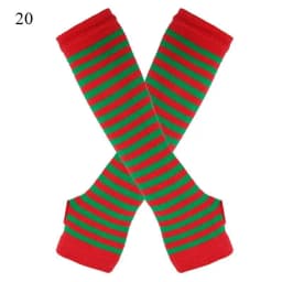 Punk Long Sleeves Fingerless Gloves Cuff for Women Men Stripe Hip-Hop Knitted Elbow Mittens Elastic Winter Arm Warmer Outdoor