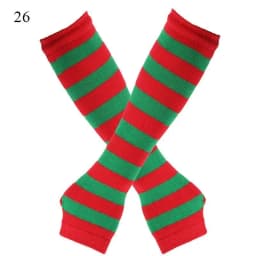 Punk Long Sleeves Fingerless Gloves Cuff for Women Men Stripe Hip-Hop Knitted Elbow Mittens Elastic Winter Arm Warmer Outdoor