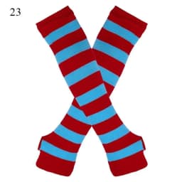 Punk Long Sleeves Fingerless Gloves Cuff for Women Men Stripe Hip-Hop Knitted Elbow Mittens Elastic Winter Arm Warmer Outdoor