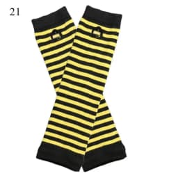 Punk Long Sleeves Fingerless Gloves Cuff for Women Men Stripe Hip-Hop Knitted Elbow Mittens Elastic Winter Arm Warmer Outdoor