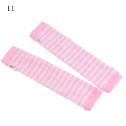 Punk Long Sleeves Fingerless Gloves Cuff for Women Men Stripe Hip-Hop Knitted Elbow Mittens Elastic Winter Arm Warmer Outdoor