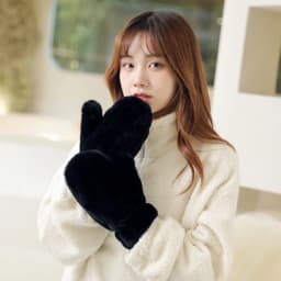 Thicken Plush Soft Winter Fingerless Gloves Women WarmFur Fuzzy Mittens Cold Protection Velvet lining Outdoor Fluffy Gloves