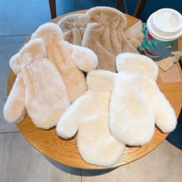 Thicken Plush Soft Winter Fingerless Gloves Women WarmFur Fuzzy Mittens Cold Protection Velvet lining Outdoor Fluffy Gloves