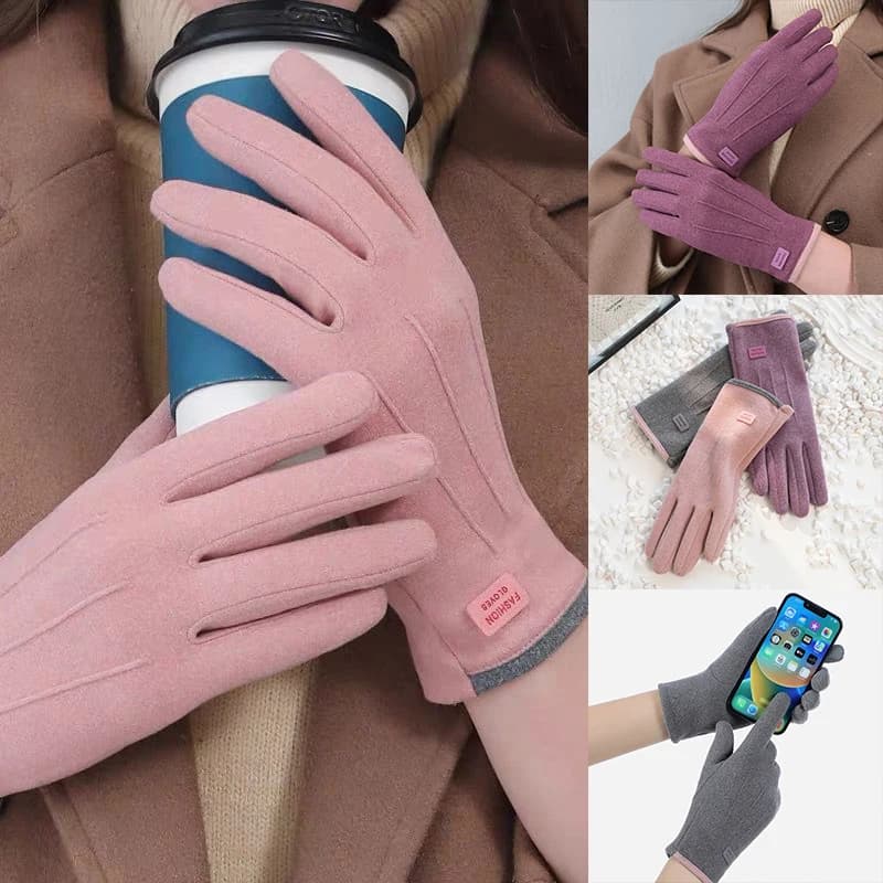 Women Winter Thick Plush Gloves Fashion Warm Suede Outdoor Guantes Lady Touchscreen Driving Gloves Sports Cycling Mittens