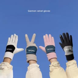 Women Winter Keep Warm Touch Screen Fleece Fashion Outdoor Sports Gloves Solid Simple Style Thickened Antiskid Drive Riding