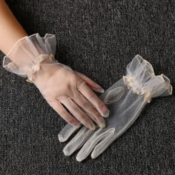 Elastic Transparent Women Tulle Gloves Ultra Thin Short Gauze Lace Gloves Elegant Full Finger Bridal Wedding Women Mesh Gloves