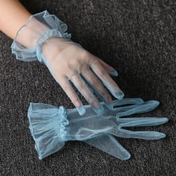 Elastic Transparent Women Tulle Gloves Ultra Thin Short Gauze Lace Gloves Elegant Full Finger Bridal Wedding Women Mesh Gloves