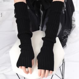 2024 New 52cm Women Knit Arm Sleeves Japanese White Black Goth Kawaii Long Fingerless Gloves for Girls Harajuku Accessories