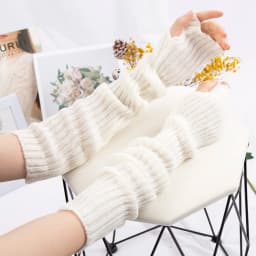 2024 New 52cm Women Knit Arm Sleeves Japanese White Black Goth Kawaii Long Fingerless Gloves for Girls Harajuku Accessories