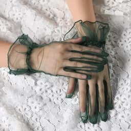 Women Short Tulle Gloves Sexy Lace Mittens Tulle Full Finger Gloves Lady Driving Glove Transparent Mittens Wedding Bridal Gloves