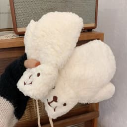New 1Pair Women Girls Plush Cute Bear Claw Warm Gloves Soft Anime Cosplay Plush for Christmas Party Accessories Women Mittens