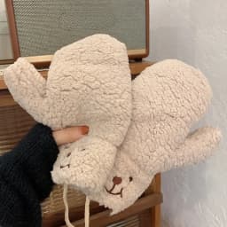 New 1Pair Women Girls Plush Cute Bear Claw Warm Gloves Soft Anime Cosplay Plush for Christmas Party Accessories Women Mittens
