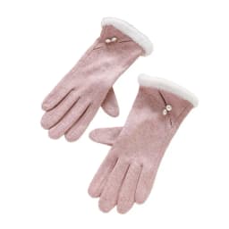 Faux Pearl Gloves Winter Gloves for Women Touch Screen Windproof Thermal Knitted Gloves with Fluffy Fur Trim Warm Weather