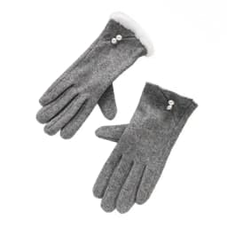 Faux Pearl Gloves Winter Gloves for Women Touch Screen Windproof Thermal Knitted Gloves with Fluffy Fur Trim Warm Weather