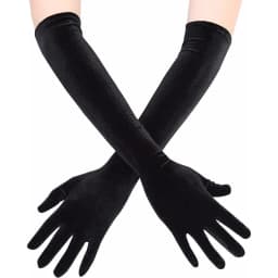 White Sapphire Blue 53CM Women Golden Velvet Long Autumn Winter Warm Evening Dress Etiquette Gloves Retro Banquet Elasticity