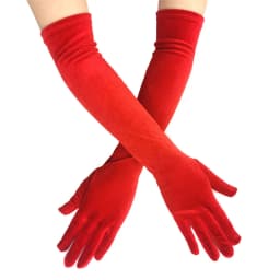 White Sapphire Blue 53CM Women Golden Velvet Long Autumn Winter Warm Evening Dress Etiquette Gloves Retro Banquet Elasticity