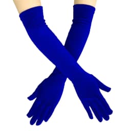 White Sapphire Blue 53CM Women Golden Velvet Long Autumn Winter Warm Evening Dress Etiquette Gloves Retro Banquet Elasticity