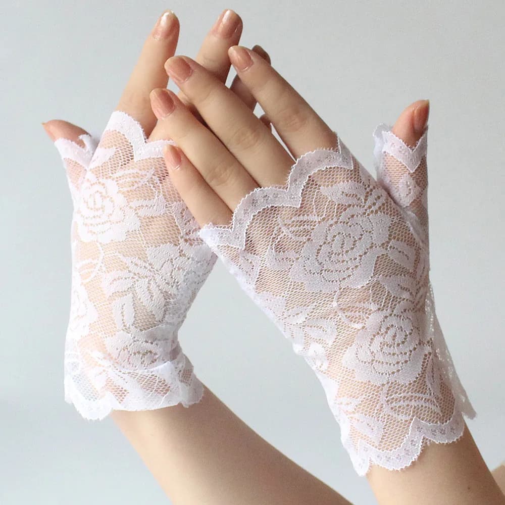 Hot Short Lace Gloves Ladies Adult Vintage Fingerless Black White Night Club Party Short Gloves Hollow Out Sun Protection Mitten