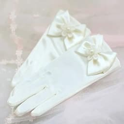 Sweet Satin Flower Child Gloves White Gloves for Kids Children Girls Wedding Gloves with Bow Kids Fashion Children's Mittens