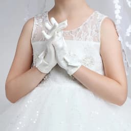 Sweet Satin Flower Child Gloves White Gloves for Kids Children Girls Wedding Gloves with Bow Kids Fashion Children's Mittens