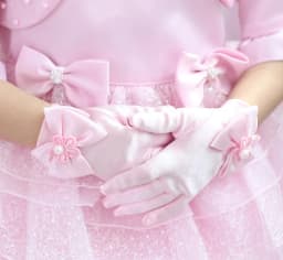 Sweet Satin Flower Child Gloves White Gloves for Kids Children Girls Wedding Gloves with Bow Kids Fashion Children's Mittens