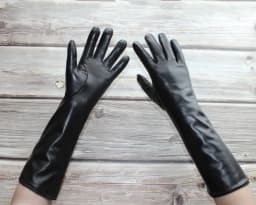 Women New Long Leather Gloves Straight Style Sheepskin Velvet Lining Warm Autumn And Winter Colour Gloves