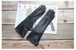 Women New Long Leather Gloves Straight Style Sheepskin Velvet Lining Warm Autumn And Winter Colour Gloves