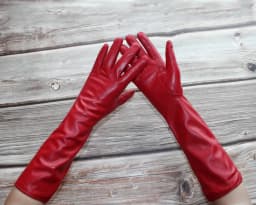 Women New Long Leather Gloves Straight Style Sheepskin Velvet Lining Warm Autumn And Winter Colour Gloves