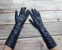Women New Long Leather Gloves Straight Style Sheepskin Velvet Lining Warm Autumn And Winter Colour Gloves