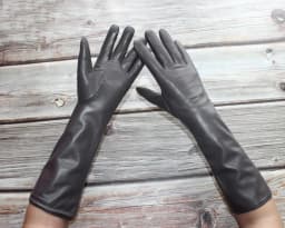 Women New Long Leather Gloves Straight Style Sheepskin Velvet Lining Warm Autumn And Winter Colour Gloves