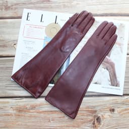 Women New Long Leather Gloves Straight Style Sheepskin Velvet Lining Warm Autumn And Winter Colour Gloves