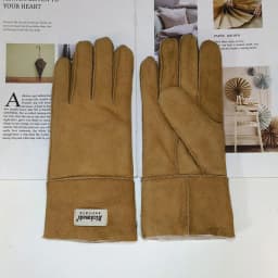 New Women's Fur All-in-One Sheepskin Gloves Leather Color Warm Winter Wool Lining Wind and Cold Gloves
