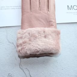 New Women's Fur All-in-One Sheepskin Gloves Leather Color Warm Winter Wool Lining Wind and Cold Gloves