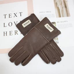 New Women's Fur All-in-One Sheepskin Gloves Leather Color Warm Winter Wool Lining Wind and Cold Gloves