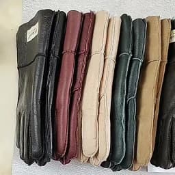 New Women's Fur All-in-One Sheepskin Gloves Leather Color Warm Winter Wool Lining Wind and Cold Gloves