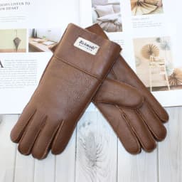 New Women's Fur All-in-One Sheepskin Gloves Leather Color Warm Winter Wool Lining Wind and Cold Gloves