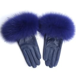 Sheepskin Natural Fox Fur Trimming Gloves Women's Genuine Leather Wrist Warmer Glove Winter Warm Fashion Mittens Fleece Lining